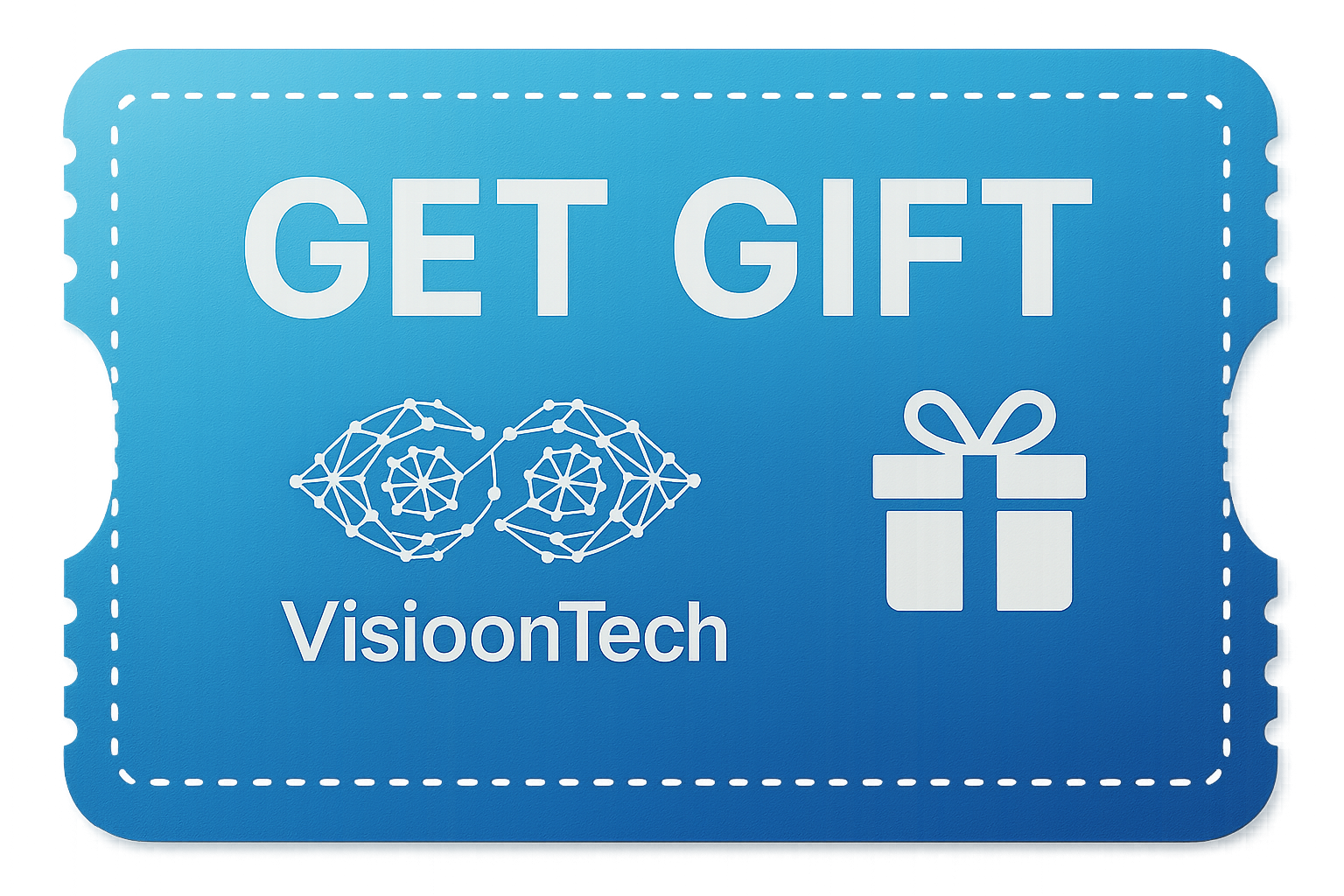 corrija i nome da logo para: VisioonTech (em tamanho pequeno), insira o gradiente no cartao com as cores da marca tons de azul claro/escuro
